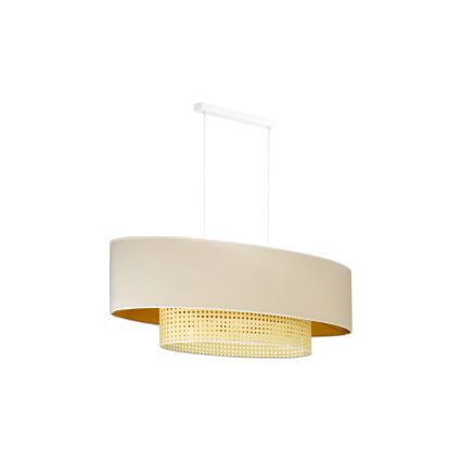 Duolla - Luster na sajli DOUBLE OVAL RATTAN 2xE27/15W/230V krem/ratan