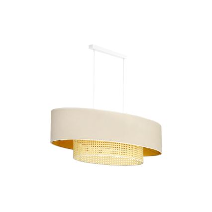 Duolla - Luster na sajli DOUBLE OVAL RATTAN 2xE27/15W/230V krem/ratan