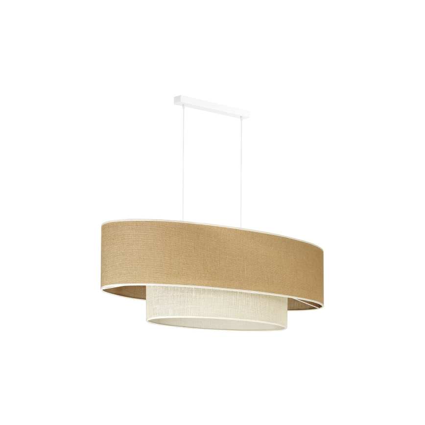 Duolla - Luster na sajli DOUBLE OVAL YUTE 2xE27/15W/230V smeđa/krem