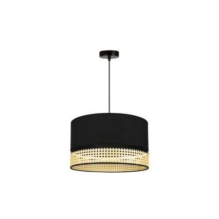 Duolla - Luster na sajli DOUBLE RATTAN 1xE27/15W/230V pr. 40 cm crna/bež