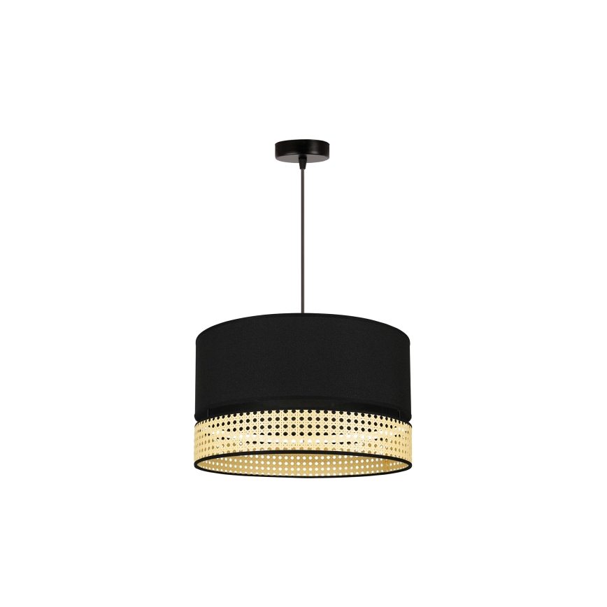 Duolla - Luster na sajli DOUBLE RATTAN 1xE27/15W/230V pr. 40 cm crna/bež