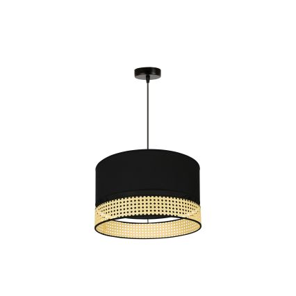 Duolla - Luster na sajli DOUBLE RATTAN 1xE27/15W/230V pr. 40 cm crna/bež