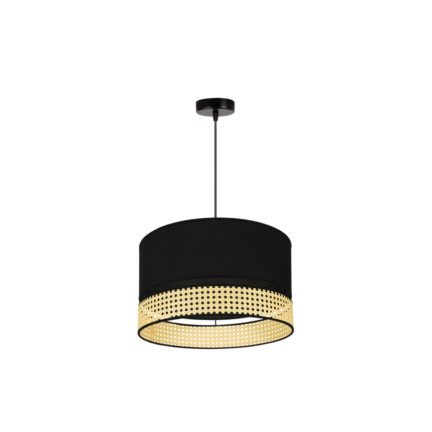 Duolla - Luster na sajli DOUBLE RATTAN 1xE27/15W/230V pr. 40 cm crna/bež