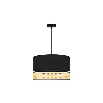 Duolla - Luster na sajli DOUBLE RATTAN 1xE27/15W/230V pr. 40 cm crna/bež