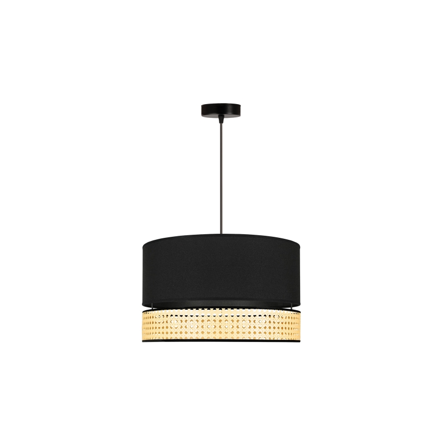 Duolla - Luster na sajli DOUBLE RATTAN 1xE27/15W/230V pr. 40 cm crna/bež