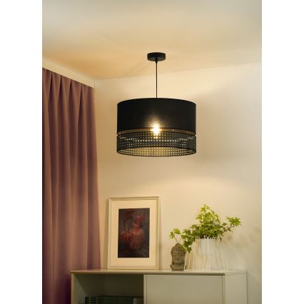 Duolla - Luster na sajli DOUBLE RATTAN 1xE27/15W/230V pr. 40 cm crna