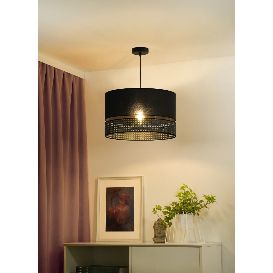 Duolla - Luster na sajli DOUBLE RATTAN 1xE27/15W/230V pr. 40 cm crna