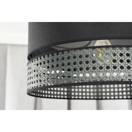 Duolla - Luster na sajli DOUBLE RATTAN 1xE27/15W/230V pr. 40 cm crna