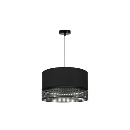 Duolla - Luster na sajli DOUBLE RATTAN 1xE27/15W/230V pr. 40 cm crna