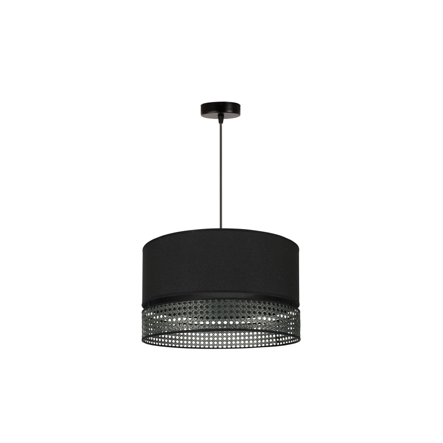 Duolla - Luster na sajli DOUBLE RATTAN 1xE27/15W/230V pr. 40 cm crna