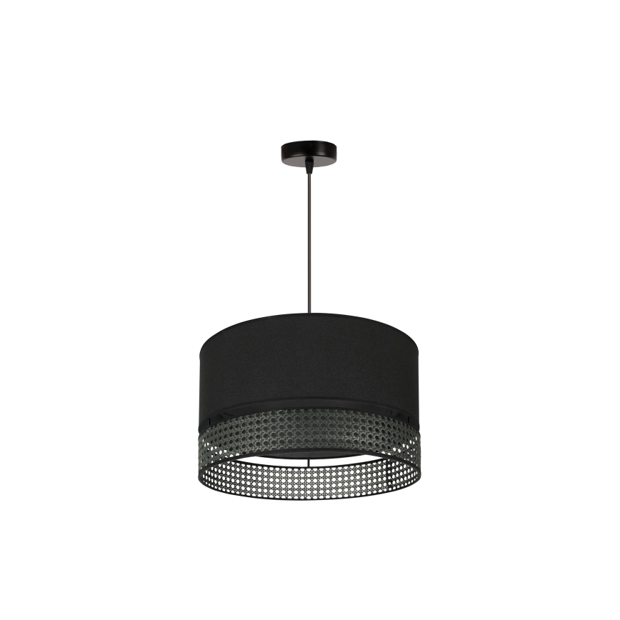 Duolla - Luster na sajli DOUBLE RATTAN 1xE27/15W/230V pr. 40 cm crna