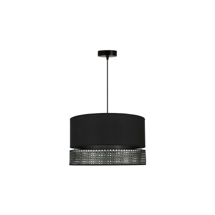 Duolla - Luster na sajli DOUBLE RATTAN 1xE27/15W/230V pr. 40 cm crna