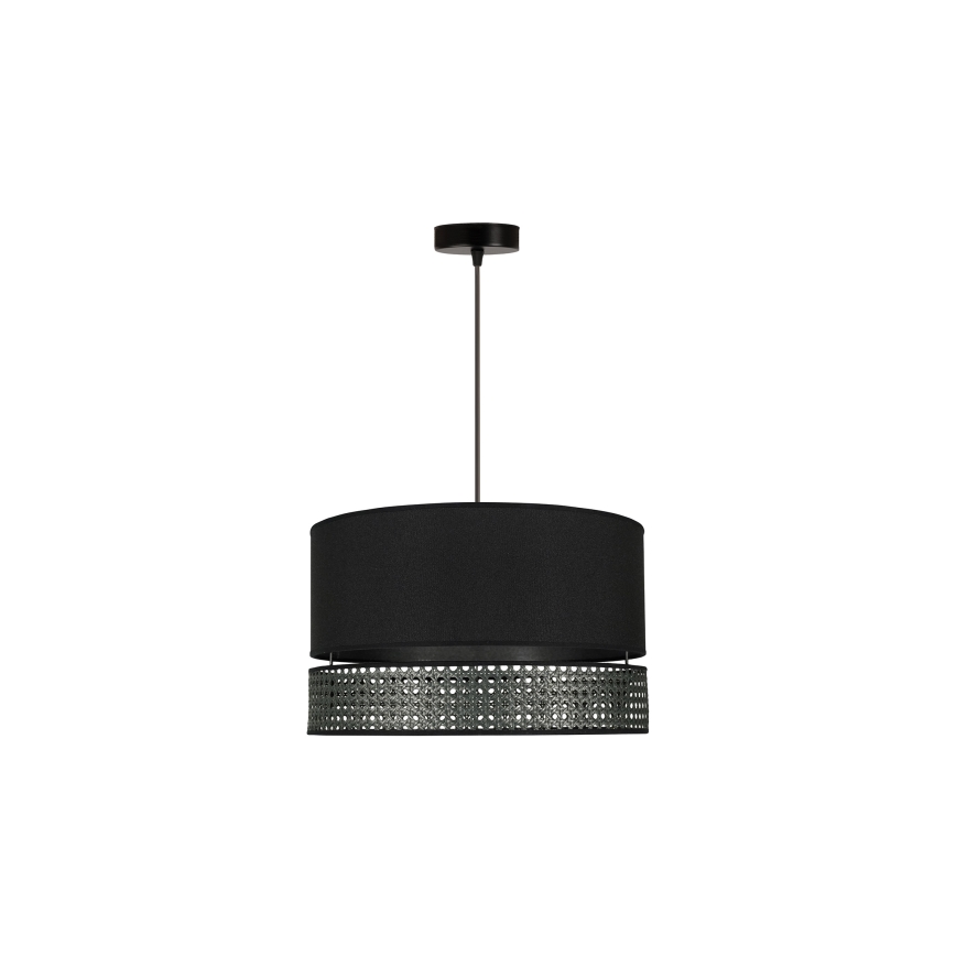 Duolla - Luster na sajli DOUBLE RATTAN 1xE27/15W/230V pr. 40 cm crna