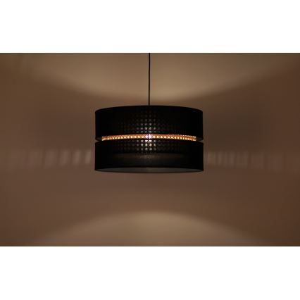 Duolla - Luster na sajli DUO 1xE27/15W/230V pr. 40 cm crna/ratan