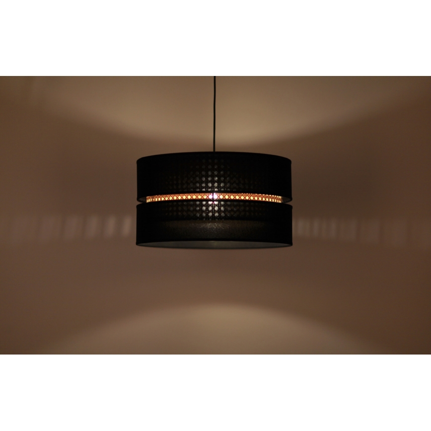 Duolla - Luster na sajli DUO 1xE27/15W/230V pr. 40 cm crna/ratan