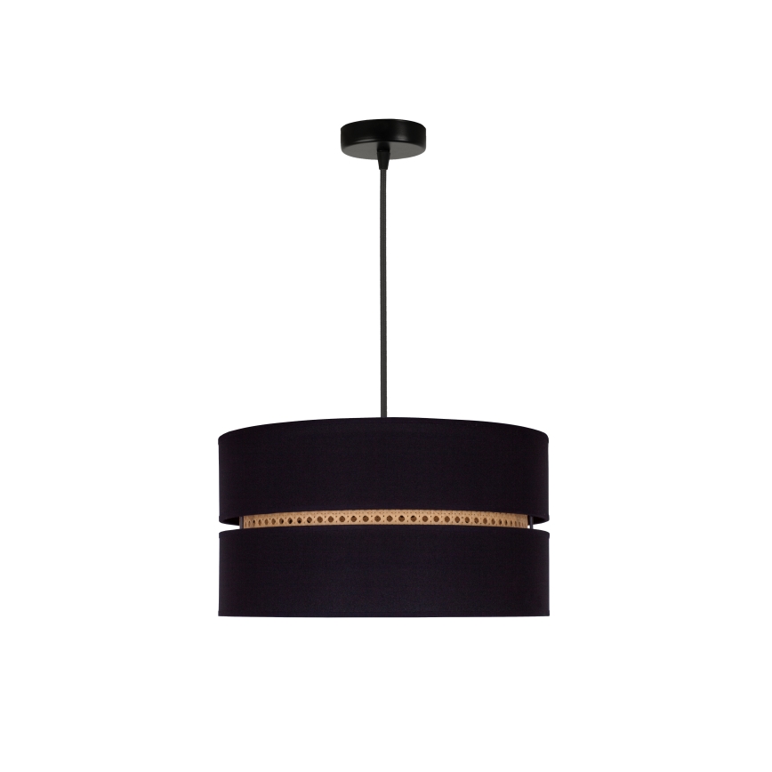Duolla - Luster na sajli DUO 1xE27/15W/230V pr. 40 cm crna/ratan