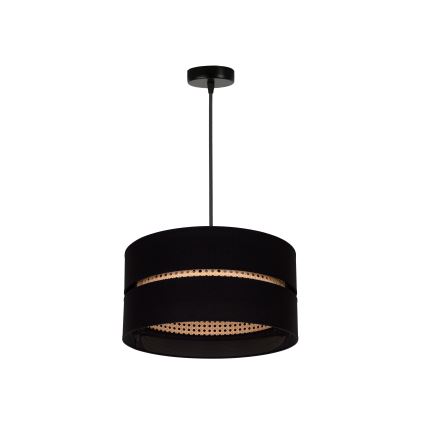 Duolla - Luster na sajli DUO 1xE27/15W/230V pr. 40 cm crna/ratan