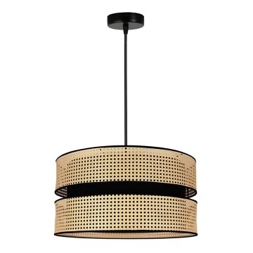 Duolla - Luster na sajli DUO 1xE27/15W/230V pr. 40 cm ratan/crna