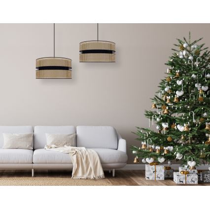 Duolla - Luster na sajli DUO 1xE27/15W/230V pr. 40 cm ratan/crna