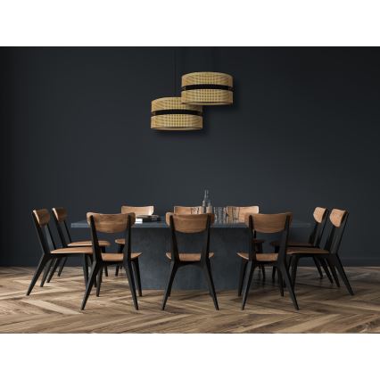 Duolla - Luster na sajli DUO 1xE27/15W/230V pr. 40 cm ratan/crna