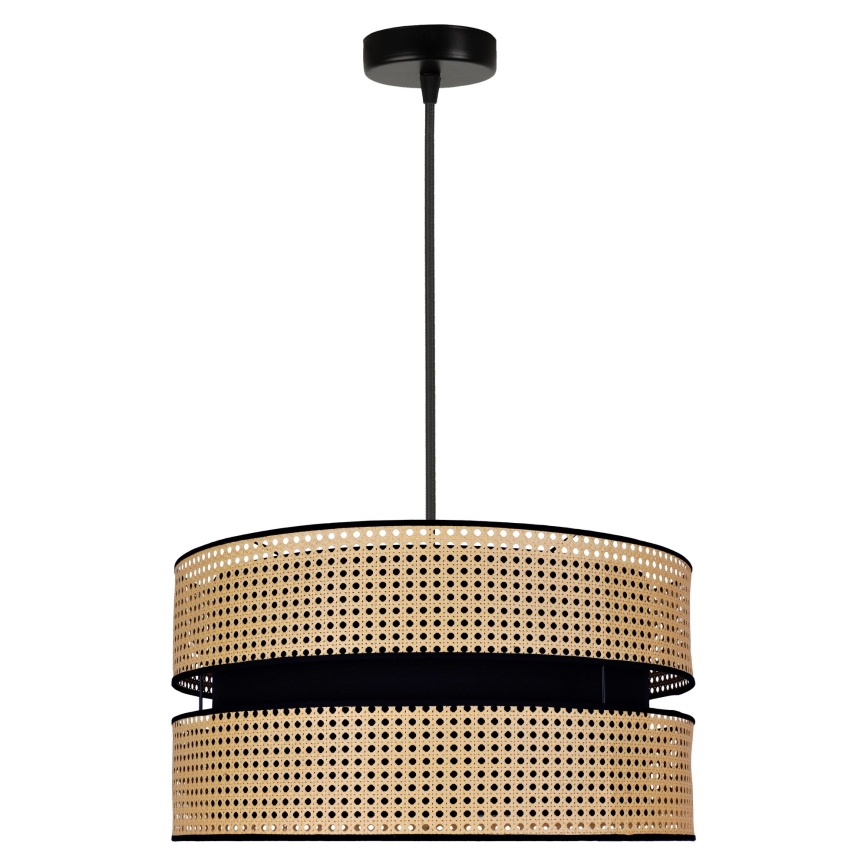 Duolla - Luster na sajli DUO 1xE27/15W/230V pr. 40 cm ratan/crna
