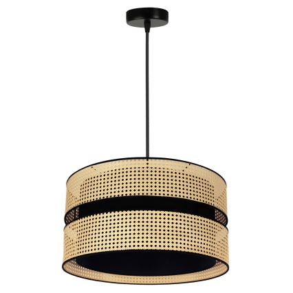 Duolla - Luster na sajli DUO 1xE27/15W/230V pr. 40 cm ratan/crna