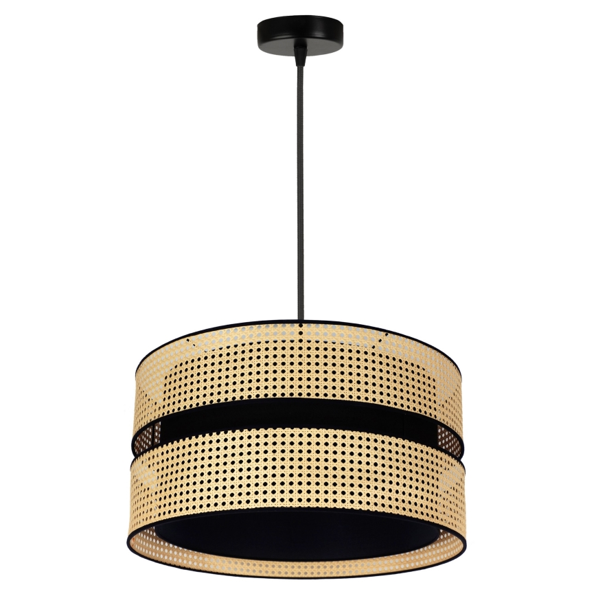 Duolla - Luster na sajli DUO 1xE27/15W/230V pr. 40 cm ratan/crna