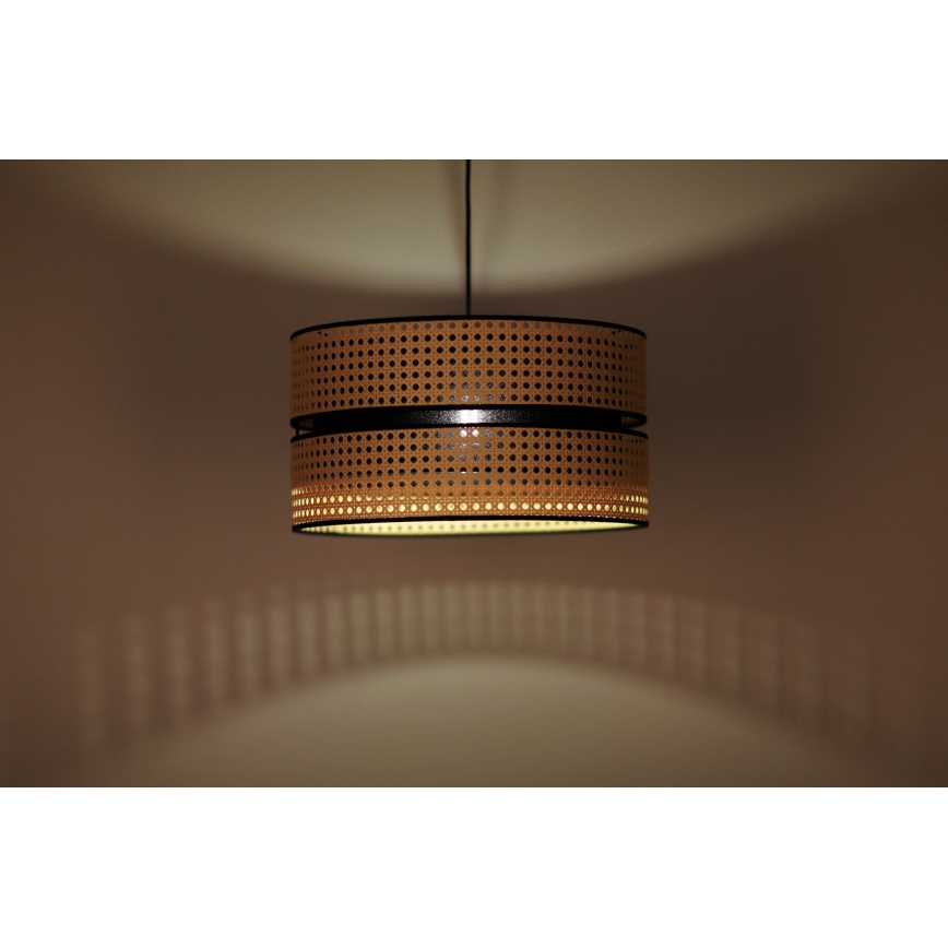 Duolla - Luster na sajli DUO 1xE27/15W/230V pr. 40 cm ratan/crna