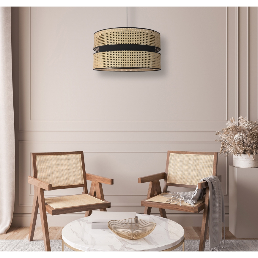 Duolla - Luster na sajli DUO 1xE27/15W/230V pr. 40 cm ratan/crna