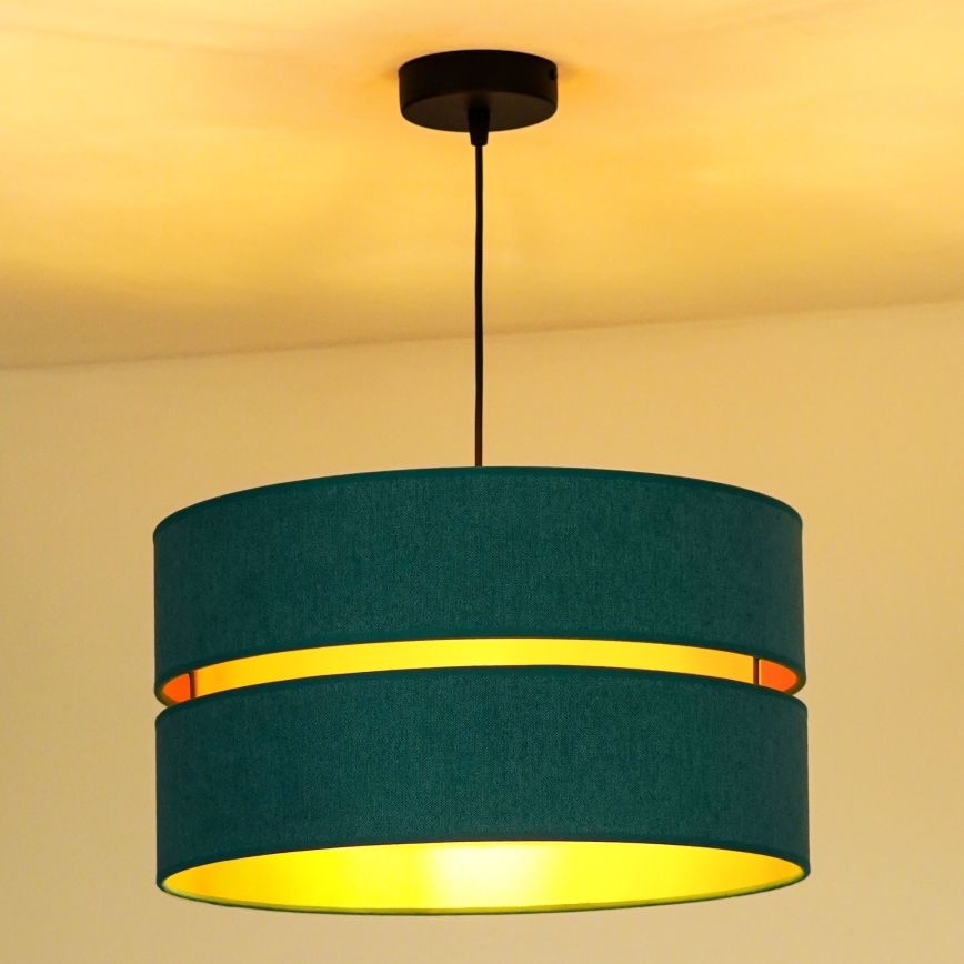 Duolla - Luster na sajli DUO 1xE27/15W/230V pr. 40 cm tirkizna/zlatna