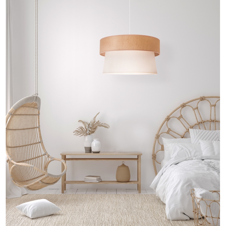 Duolla - Luster na sajli ETNIC 1xE27/40W/230V pr. 45 cm krem/bež