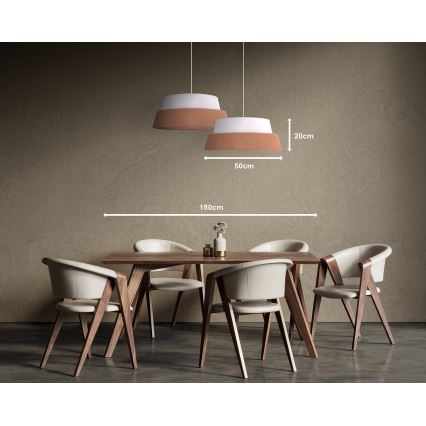 Duolla - Luster na sajli GALAXY 1xE27/15W/230V pr. 50 cm smeđa/bijela