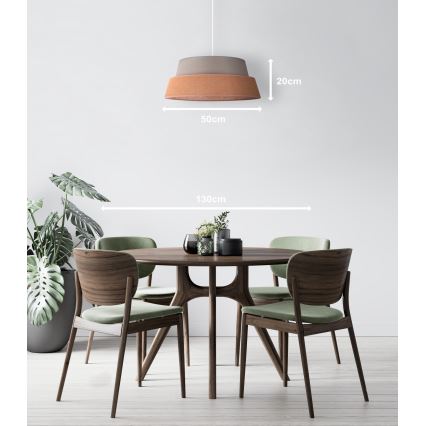 Duolla - Luster na sajli GALAXY 1xE27/40W/230V pr. 50 cm siva/smeđa