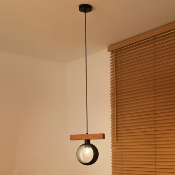 Duolla - Luster na sajli IRONLINE 1xE27/15W/230V bor/hrast/crna