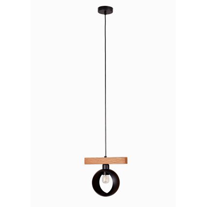 Duolla - Luster na sajli IRONLINE 1xE27/15W/230V bor/hrast/crna