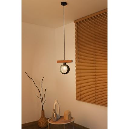 Duolla - Luster na sajli IRONLINE 1xE27/15W/230V bor/hrast/crna