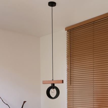 Duolla - Luster na sajli IRONLINE 1xE27/15W/230V bor/hrast/crna
