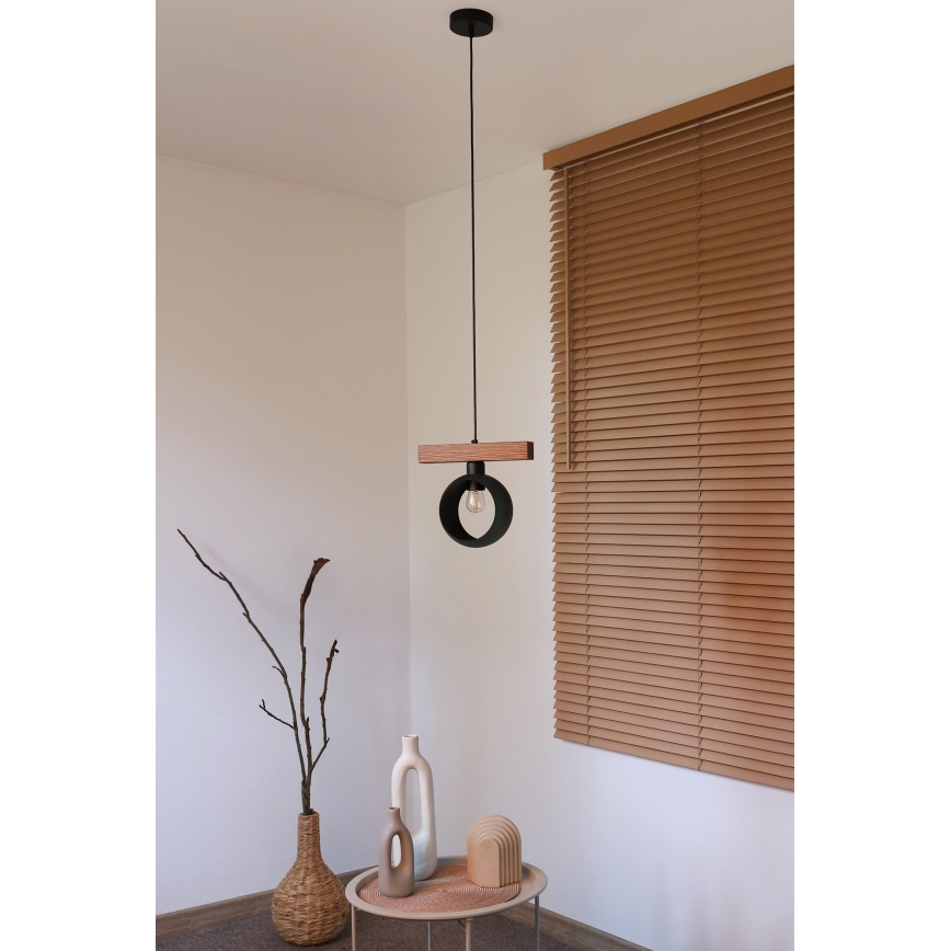 Duolla - Luster na sajli IRONLINE 1xE27/15W/230V bor/hrast/crna