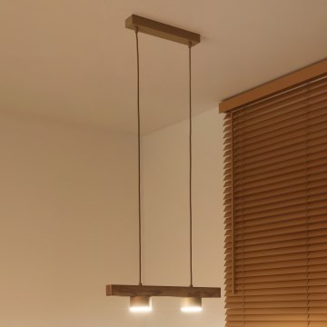 Duolla - Luster na sajli IRONLINE 2xGX53/3W/230V borovina/hrast/bež