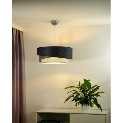 Duolla - Luster na sajli KOBO 1xE27/15W/230V pr. 45 cm antracit/siva/bijela