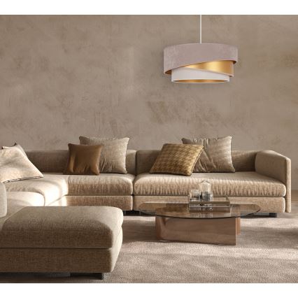 Duolla - Luster na sajli KOBO 1xE27/15W/230V pr. 45 cm bež/zlatna/krem