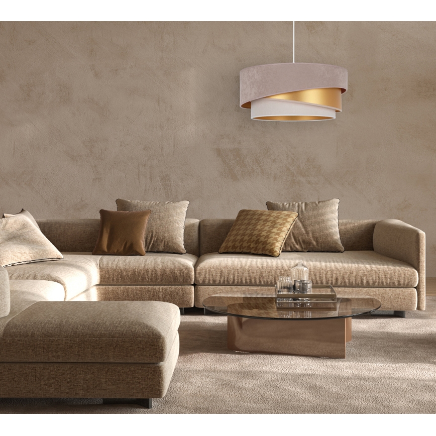 Duolla - Luster na sajli KOBO 1xE27/15W/230V pr. 45 cm bež/zlatna/krem