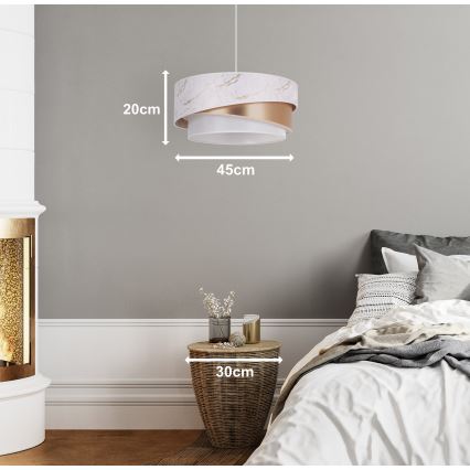 Duolla - Luster na sajli KOBO 1xE27/15W/230V pr. 45 cm bijela/ružičasto zlatna