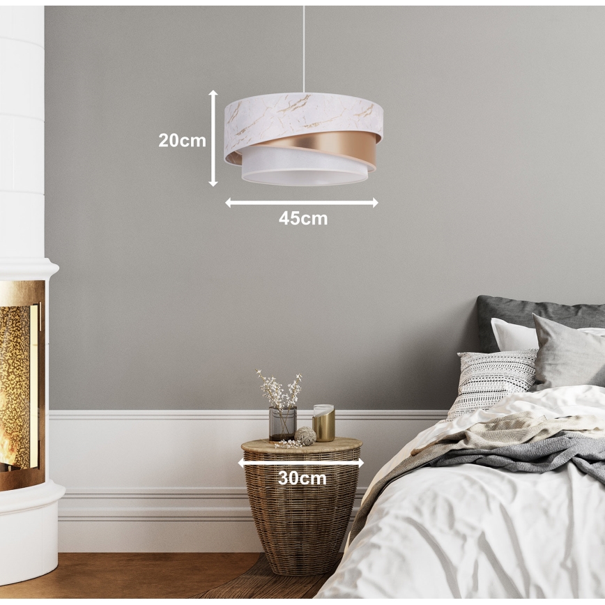 Duolla - Luster na sajli KOBO 1xE27/15W/230V pr. 45 cm bijela/ružičasto zlatna