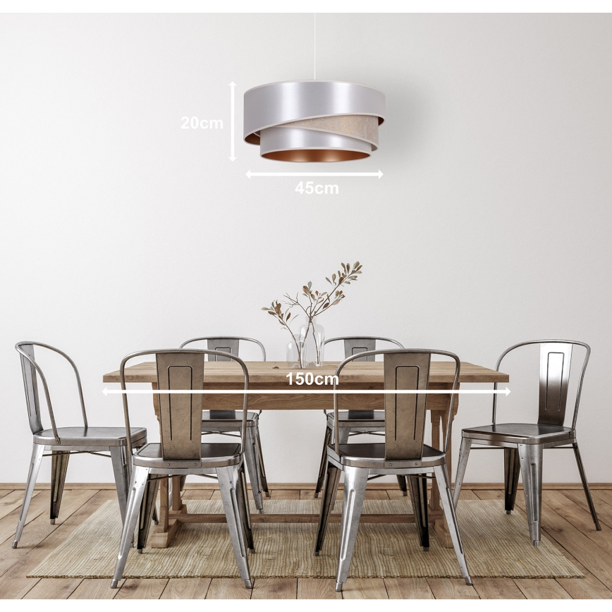 Duolla - Luster na sajli KOBO 1xE27/15W/230V pr. 45 cm srebrna/zlatna