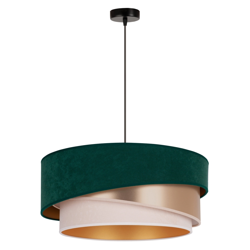 Duolla - Luster na sajli KOBO 1xE27/15W/230V pr. 45 cm zelena/ružičasto zlatna/krem