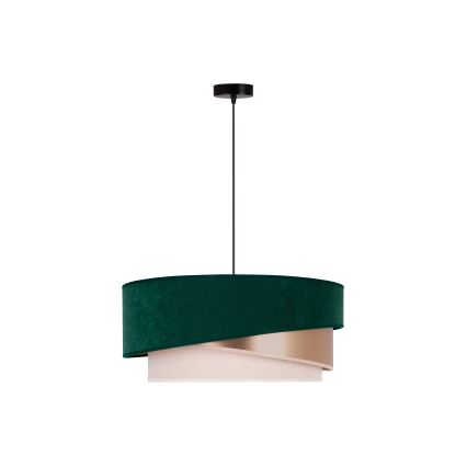Duolla - Luster na sajli KOBO 1xE27/15W/230V pr. 45 cm zelena/ružičasto zlatna/krem