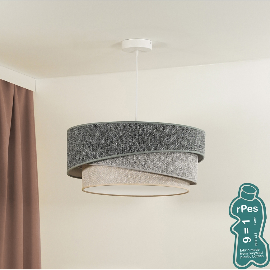 Duolla - Luster na sajli KOBO ECO RECYCLING 1xE27/15W/230V pr. 45 cm zelena/siva/krem