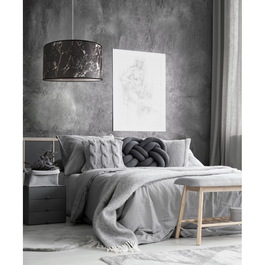 Duolla - Luster na sajli MARBLE 1xE27/40W/230V pr. 45 cm crna/bijela