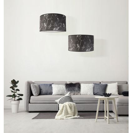 Duolla - Luster na sajli MARBLE 1xE27/40W/230V pr. 45 cm crna/bijela
